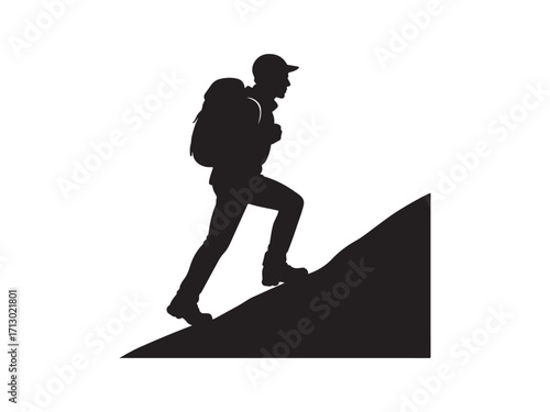 Hiker Climbing Silhouette vector