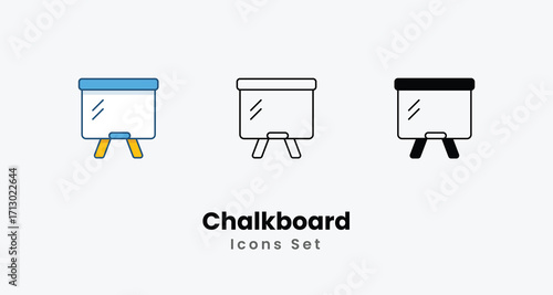 Chalkboard Icons thin line and glyph vector icon stock illustration