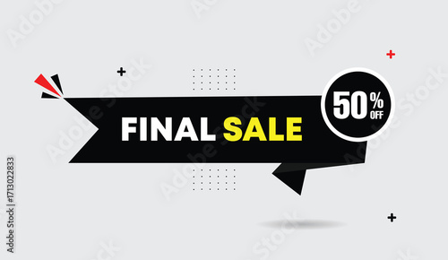 editable vector art illustration final sale fifty percent off web banner icon badge template design business elements black dark gray light gray background shapes