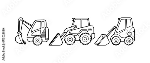 Construction machines working together to excavate and move materials in a building site