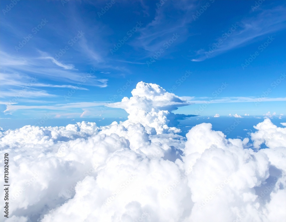 Fototapeta premium Aerial view White clouds in blue sky