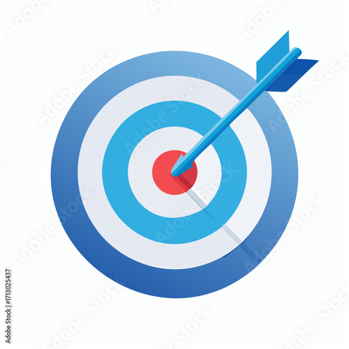 Illustration of an arrow hitting the bullseye on a target board for business concepts