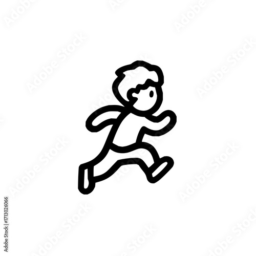 Running man vector illustration line art drawing of a person running fast simple design outline of runner sprint