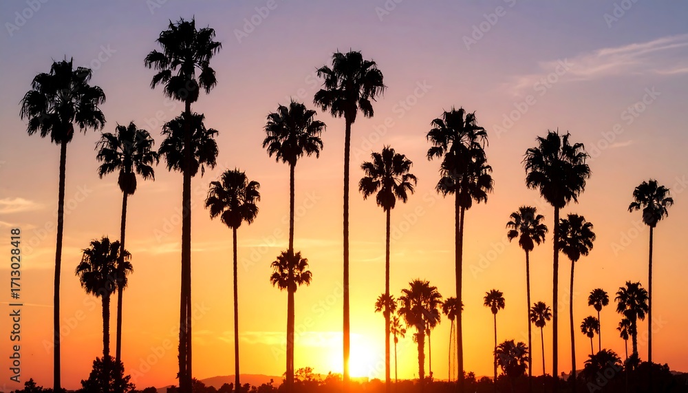 Obraz premium Silhouette palm trees sunset