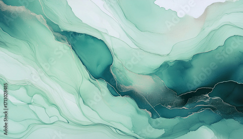 Wallpaper Mural Vibrant emerald green watercolor illustration of flowing abstract patterns inspired by nature's beauty in serene landscapes Torontodigital.ca