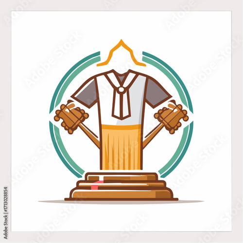 Illustrative Emblem Depicting a Legal or Governmental Organization and Their Symbols