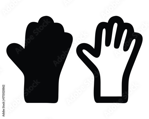 Hand sign vector icon illustration of a black silhouette hand gesture isolated on white background