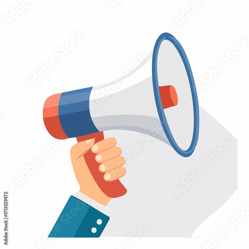 Illustrative Representation of a Hand Gripping a Megaphone, Advertising Communication Concept
