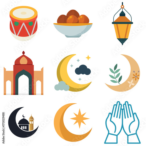 Flat clean vector icon of a bedug drum for eid celebrations