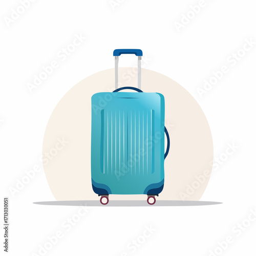 Illustrative Representation of a Turquoise Suitcase Ready for Travel and Adventures