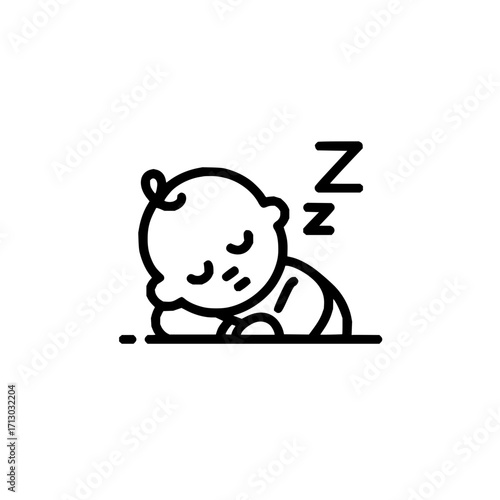 Sleeping baby infant newborn child dream cute peaceful rest lullaby bedtime nap zz illustration vector
