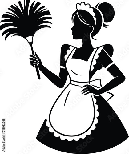  Maid Silhouette with Feather Duster