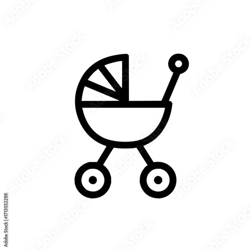 Baby stroller carriage pram buggy infant newborn child transport motherhood parenting babyhood icon vector