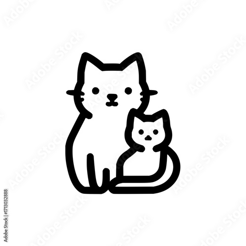 Cute cat kitten feline pet animal kitty vector illustration domestic mammal adorable cartoon graphic design icon
