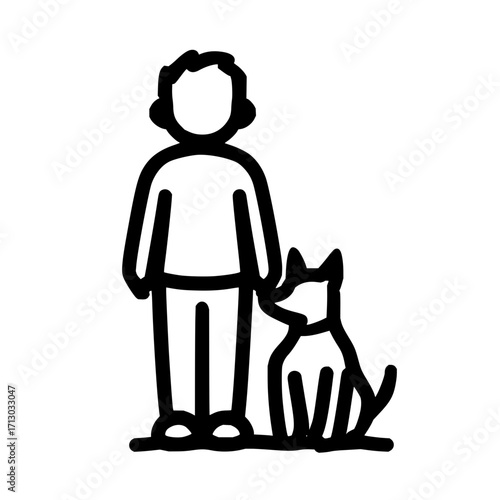Man dog pet animal friend companion canine domestic mammal together friendship silhouette outline icon 100