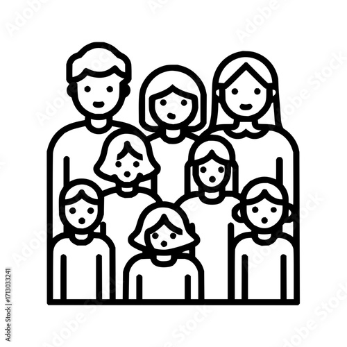 Family group icon people together parent child happy person crowd outline community social togetherness 100 char