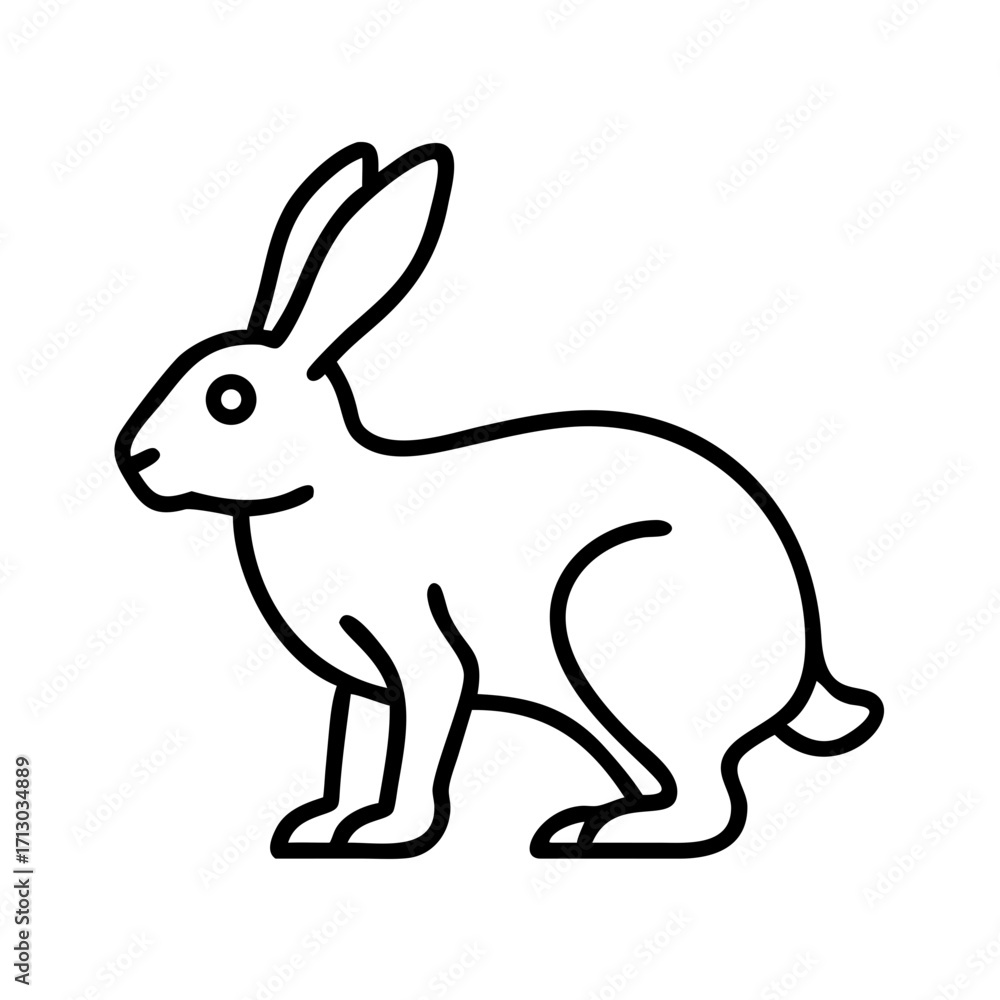 Obraz premium Rabbit outline drawing vector illustration easter bunny line art simple animal clip art cute hare design element isolated on white