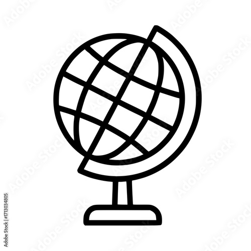 School globe with meridians in a line-art style