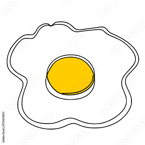 Line art illustration of a fried egg on a white background - vector in a minimalistic style