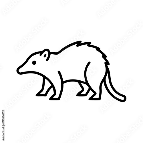 Discover the amazing opossum outline drawing vector image for educational and creative projects