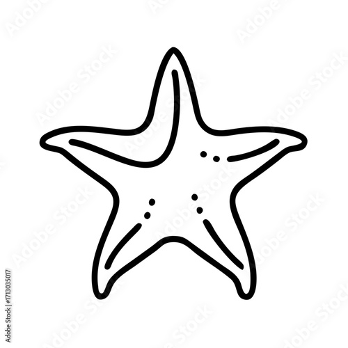 Starfish outline drawing vector illustration, sea star clip art, nautical ocean life graphic design element