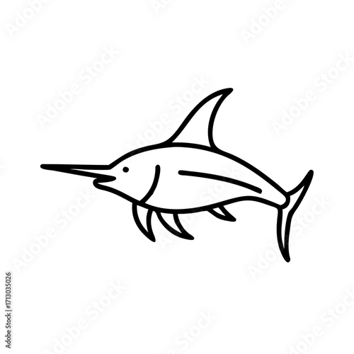Drawing of a swordfish vector illustration marine animal outline ocean sea life aquatic creature design