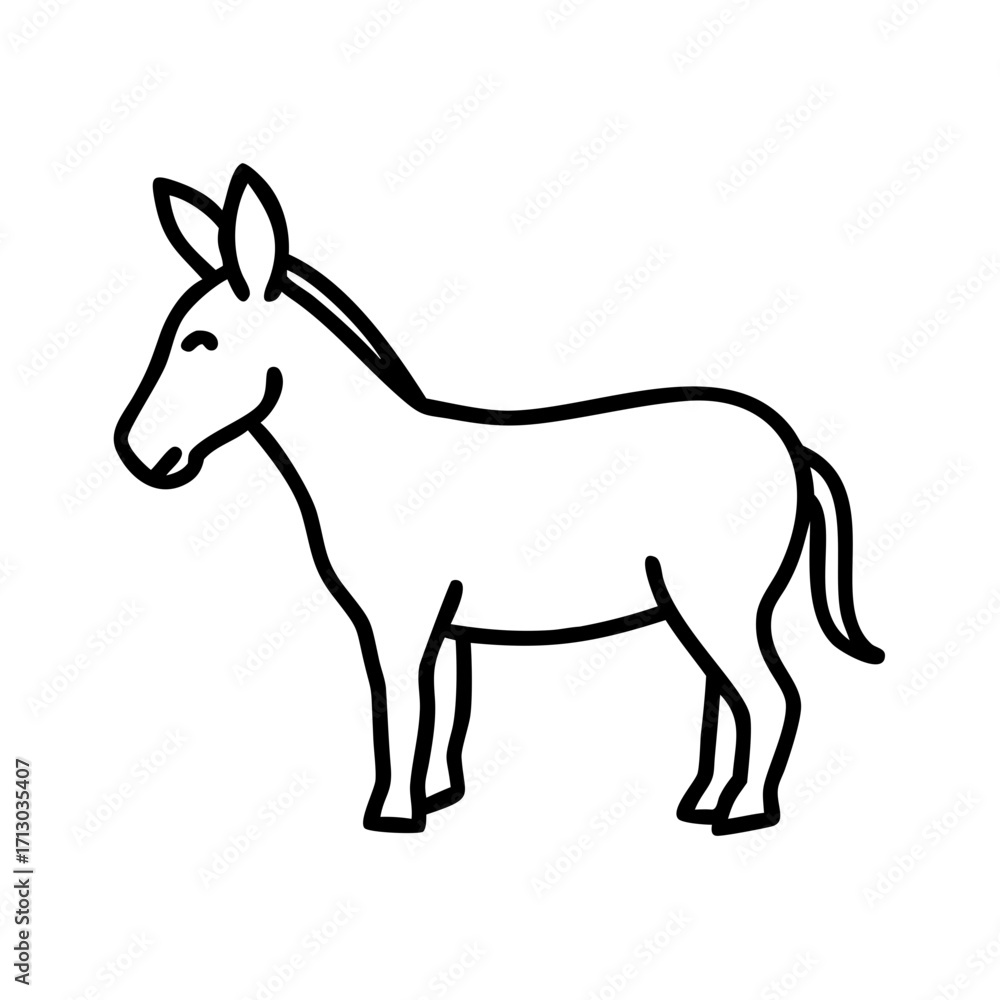 Obraz premium Outline donkey illustration for coloring pages and educational resources simple animal drawing design