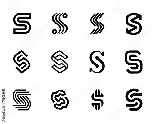 Abstract S Letter Collection A Stylish Monogram Design Set