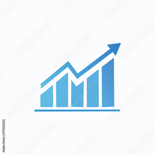 Upward trending business graph with arrow showing success and progress in finance