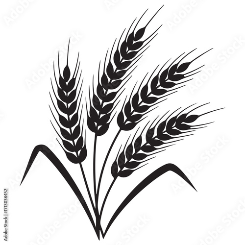 Stylized Black and White Graphic of Wheat Ears and Stalks