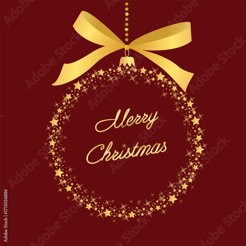 red card  with stylization christmas  ball