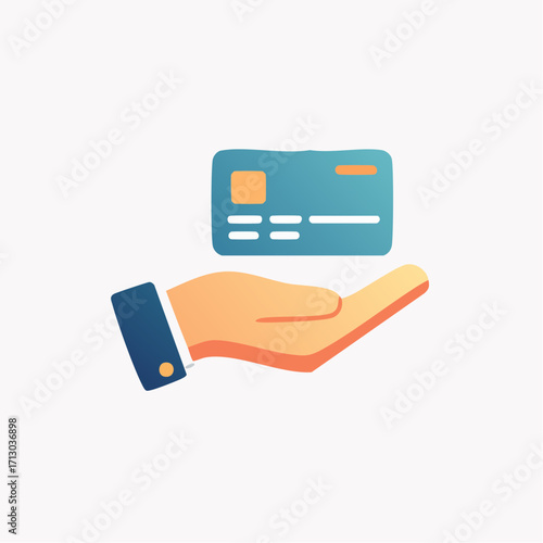 Visual representation of a hand offering a credit card, perfect for financial themes