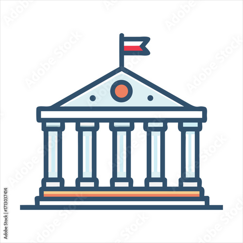 Government building with flag, representing governance