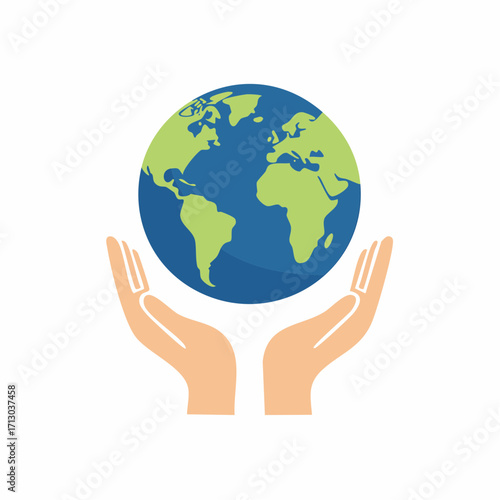 Visual representation of hands cupping the earth symbolizing global care and preservation