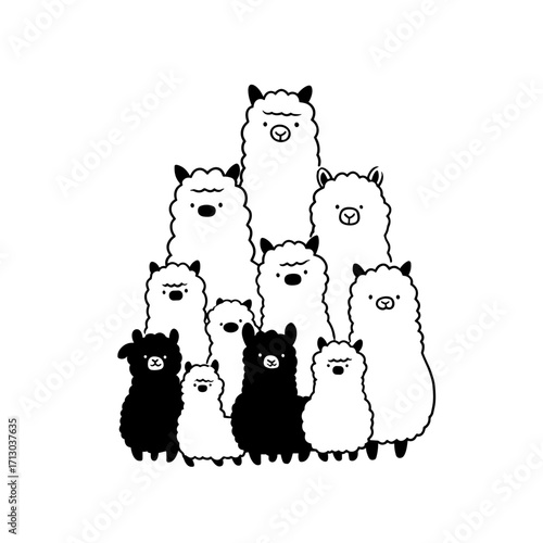 alpaca. alpaca simple black and white line art vector logo