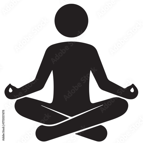 Black Silhouette of Person Meditating in Cross-Legged Yoga Pose