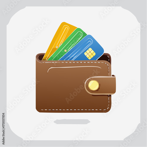Wallet containing credit cards, depicting financial transactions, and digital payment processing systems