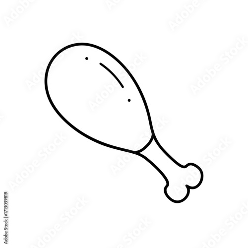 Outline of a chicken drumstick on transparent background