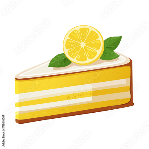Vector illustration of a delicious lemon dessert, featuring a moist cake, creamy filling, and a fresh citrus garnish.