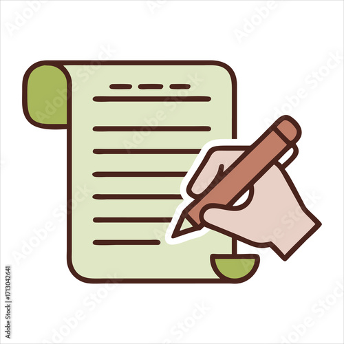 Hand writing on paper, , represents document creation
