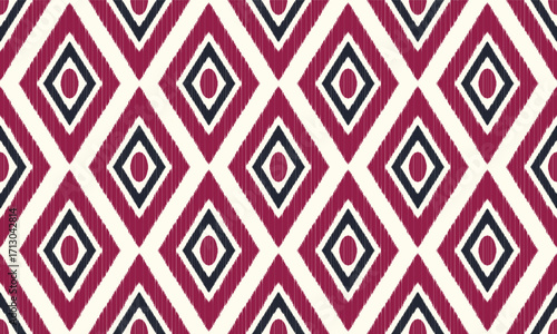 Seamless ethnic Ikat geometric pattern