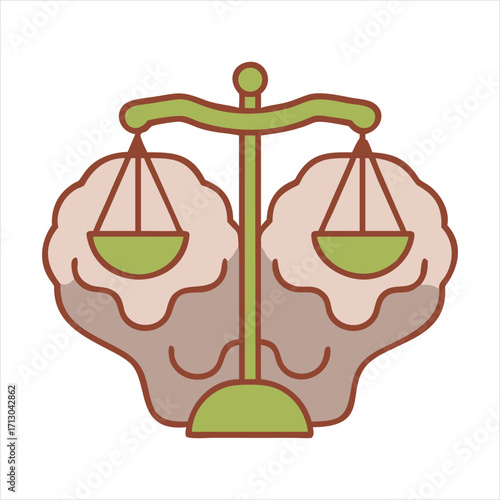 Brain with scale, showing balance and mental health