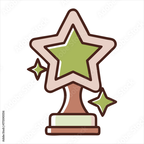 Star trophy in flat design for best performance