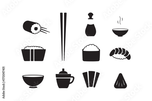 Collection of japanese food and drink icons