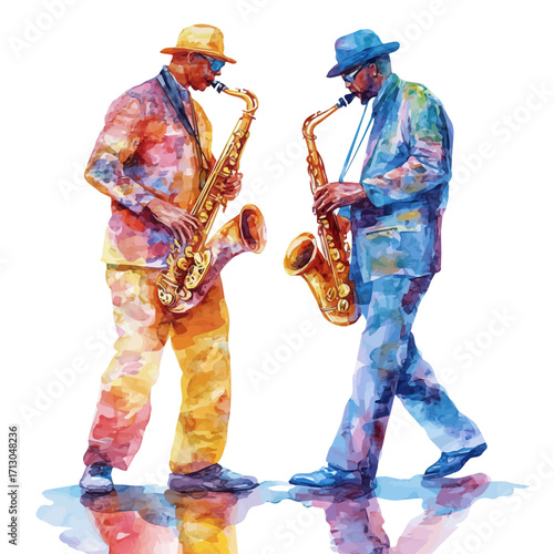 watercolor vector of Scottish Jazz Street, isolated on a white background.