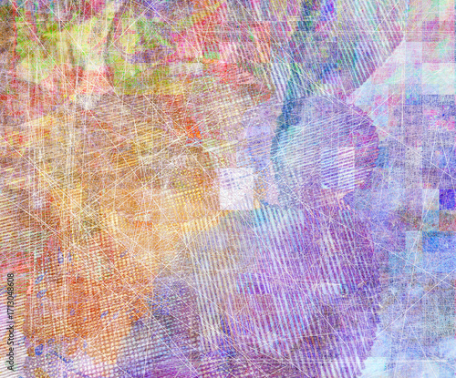 Canvas Print Pale pastel fields blend mauve, peach, lavender and icy blue into soft translucent layers