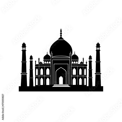 Silhouette of the taj mahal on transparent background