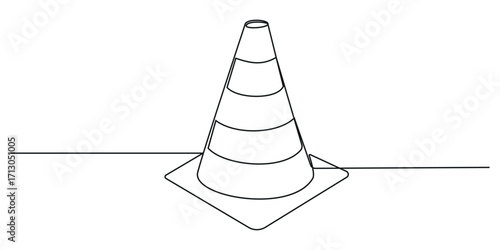 continuous one line drawing of pile of traffic cone. Vector illustration. 