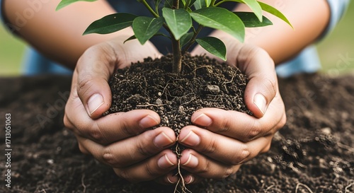 hands holding a plant