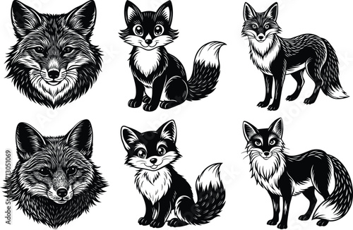 Fox Detailed Silhouette Vector